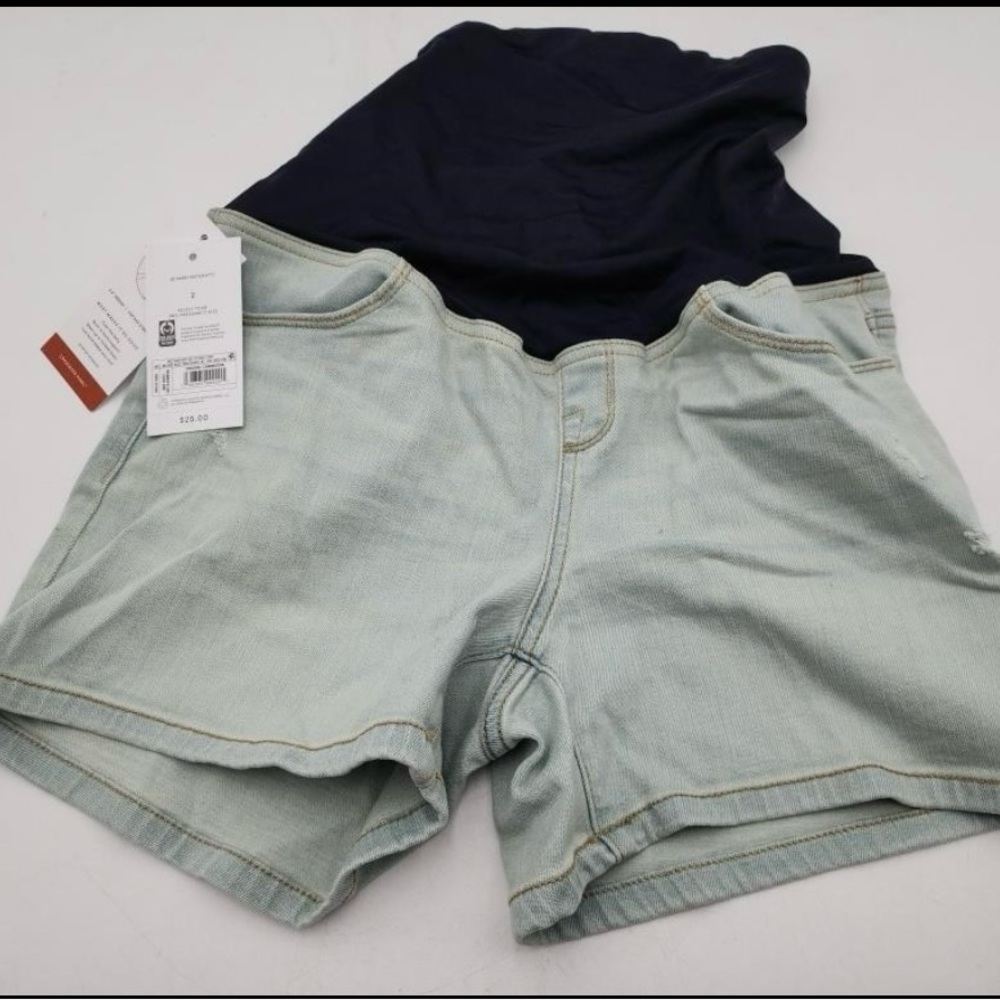 Isabel Maternity Over Belly Maternity Jean Shorts